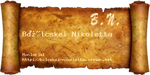 Bölcskei Nikoletta névjegykártya